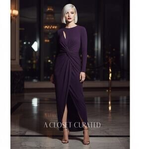 Dress the Population Naomi Knotted Maxi Dress Small Purple NEW